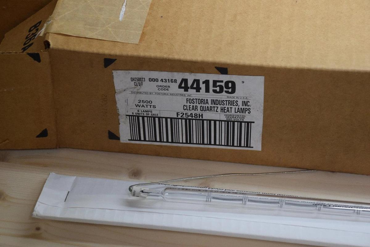 Used (BOX OF 6) FOSTORIA INDUSTRIES F2548H 2500W CLEAR QUARTZ Heat Lamp 3.65 kW, 480V