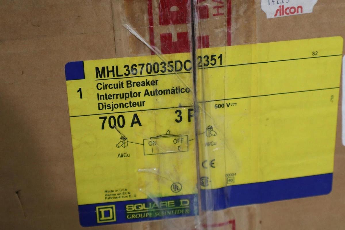 SQUARE D Circuit Breaker MHL3670035DC2351 700 Amp 700A Shunt Aux (NEW)
