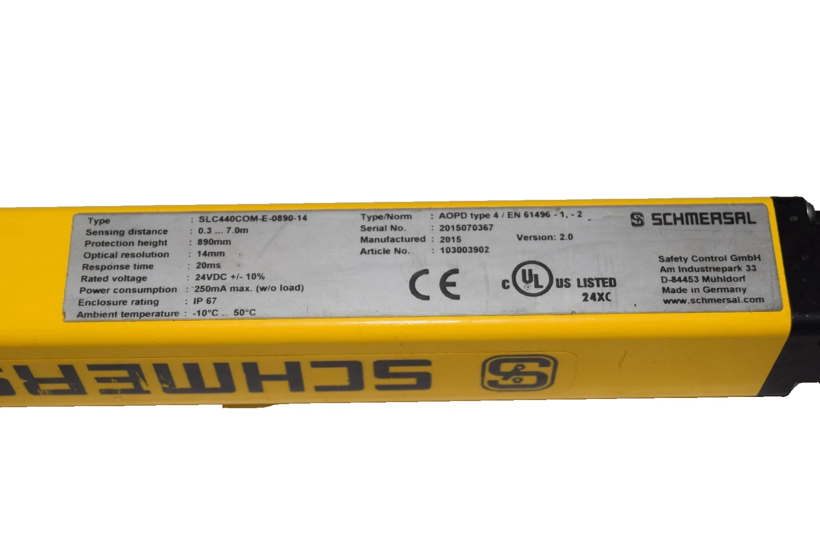 Schmersal Safety Light Curtain SLC440COM-E-0890-14 Emitter 24VDC (New)