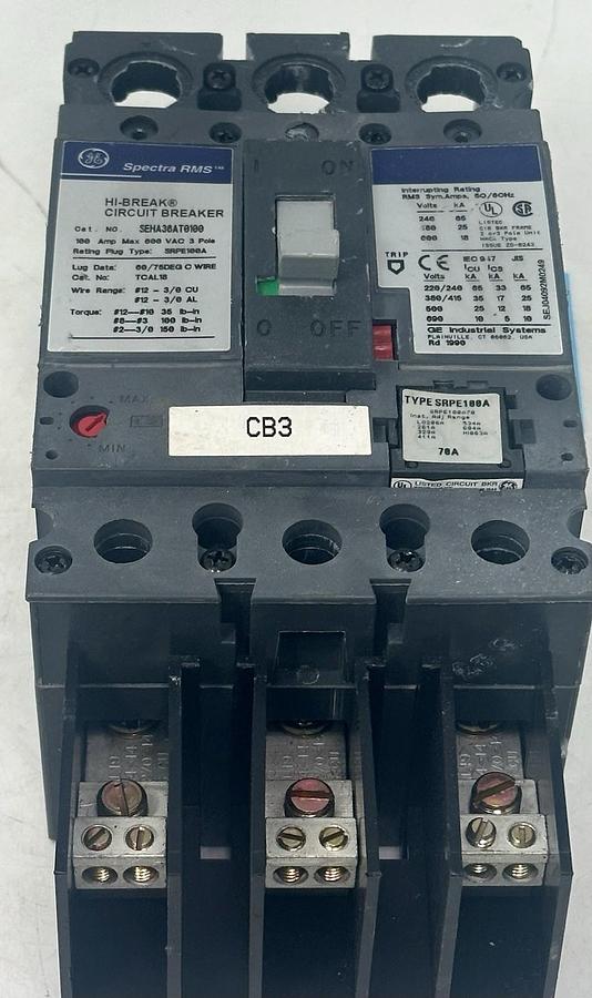 Used GE General Electric Circuit Breaker TJJ436400  ?, 400A 400 Amp A 600VAC 3 Pole