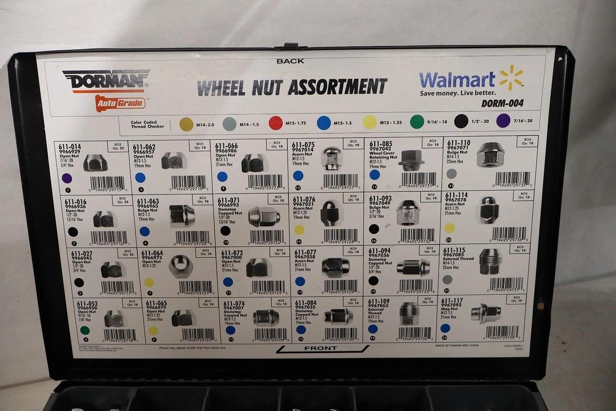 DORMAN Lug nut 110517-1 110517-2 Autograde Wheel Nuts Assortment (NEW 2 Drawer)