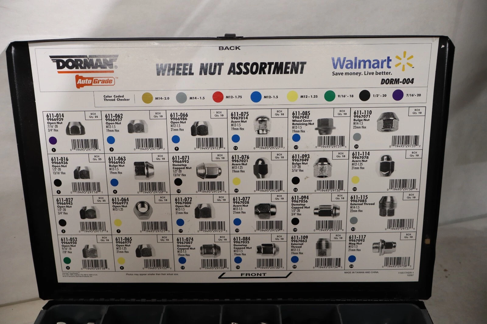 DORMAN Lug nut 110517-1 110517-2 Autograde Wheel Nuts Assortment (NEW 2 Drawer)