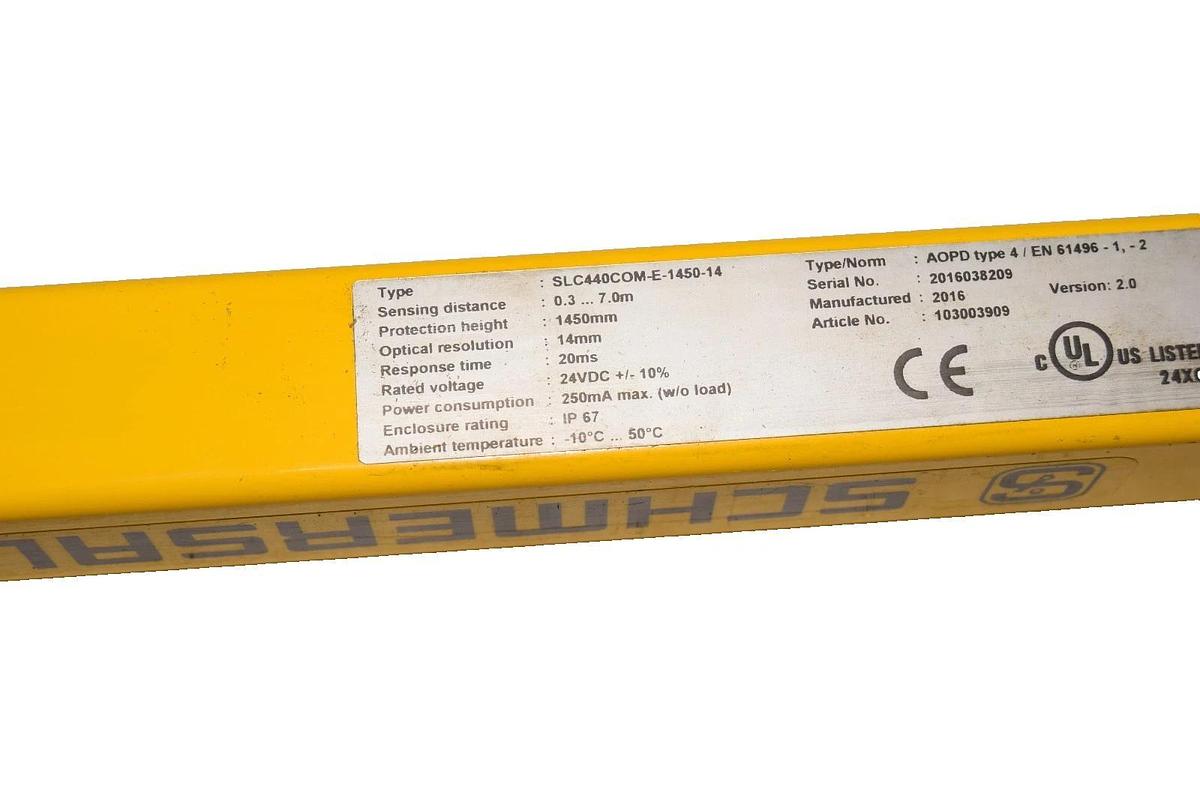 Schmersal Safety Light Curtain SLC44COM-E-1450-14 Emitter 24VDC (New)
