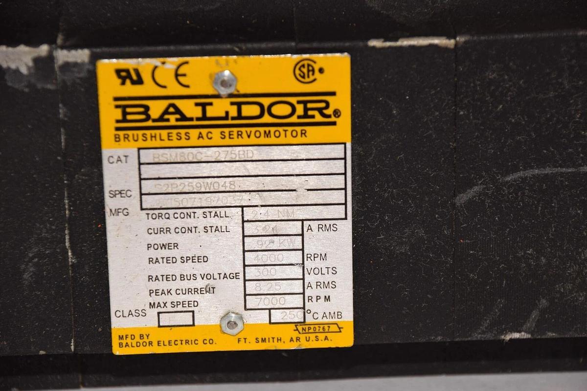 Used BALDOR BSM80C-275BD 300V 92kw 7000rpm Brushless AC Servo Motor