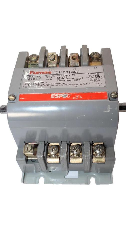 Furnas Size 0 Starter Sz 0 14CS+32A 3Ph 18Amp 200/230v 460/575v