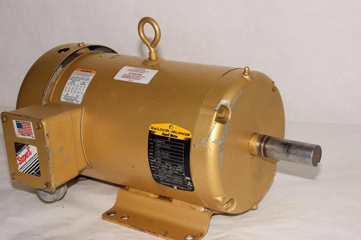 Used BALDOR EM3616T 7.5Hp 208-230/460V 18.5-16.8/8.4Amp 3450rpm Super E Motor