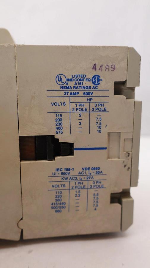Cutler-Hammer Eaton Contactor AN16DN0 Size Sz 1 600V 27A 27 Amp 120v coil 3P USA