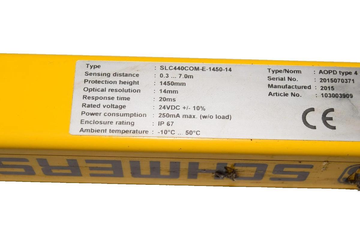 Used Schmersal Safety Light Curtain SLC44COM-E-1450-14 EMITTER 24vdc *AS IS, READ)**