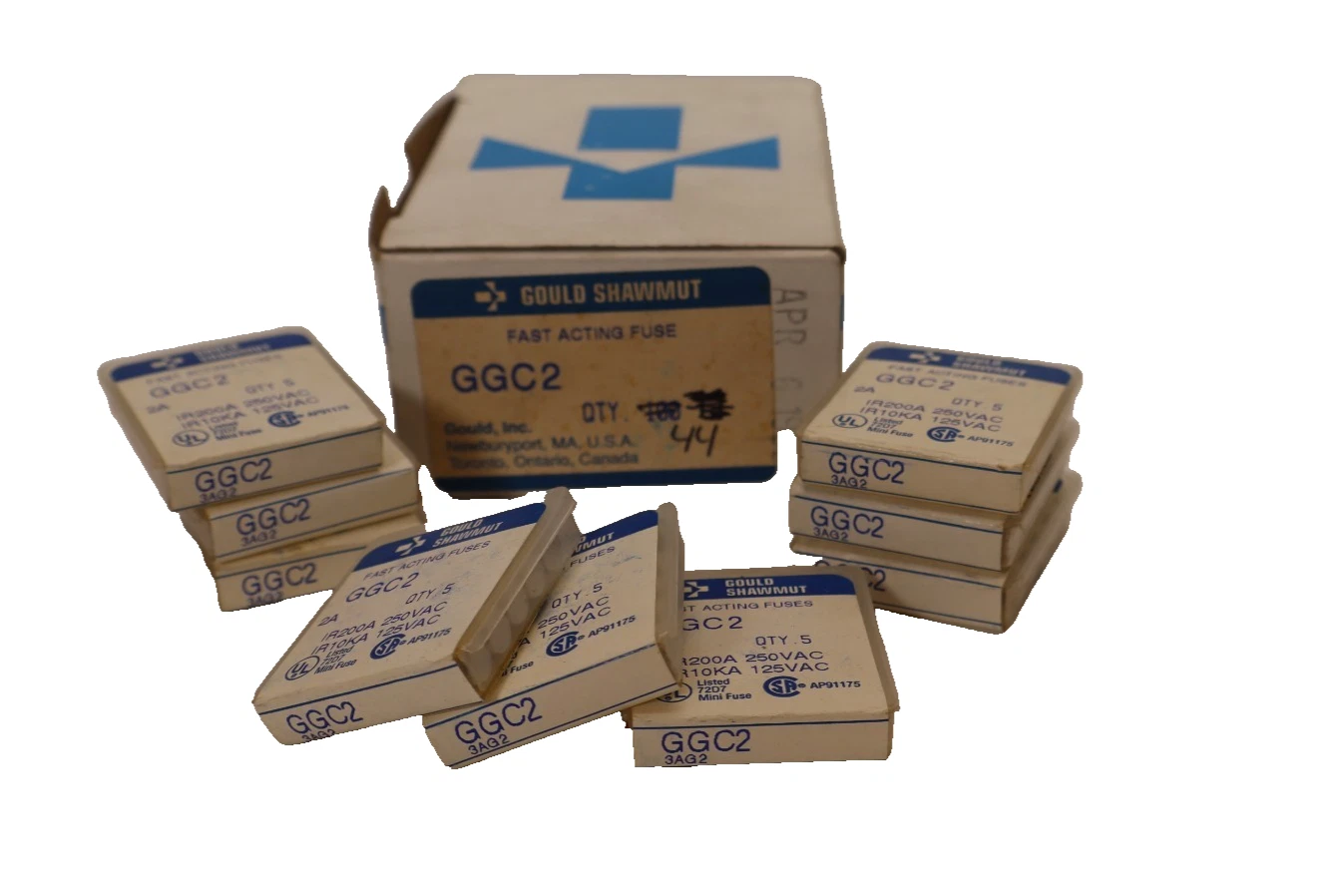 Gould Shawmut GGC2 GGC-2 GGC 2 2A 2 Amp Fast-Acting Fuse (New - Lot of 44)