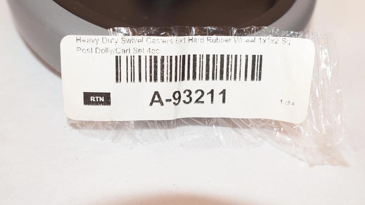 Heavy Duty Swivel Caster 5" w/back Breaks A-93211 , 5x1 (New - Set of 4)