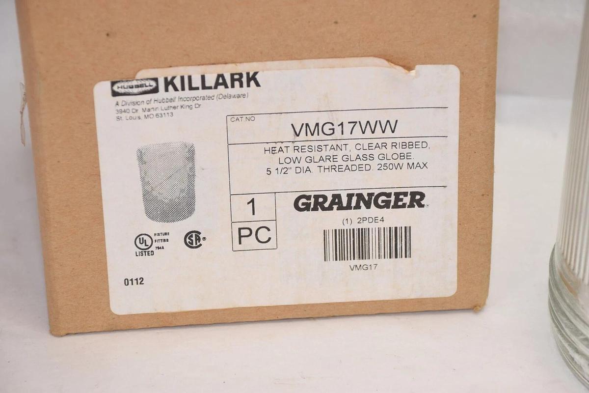 (NEW) HUBBELL / KILLARK VMG17WW 5-1/2" Dia 250W Low Glare Glass Globe