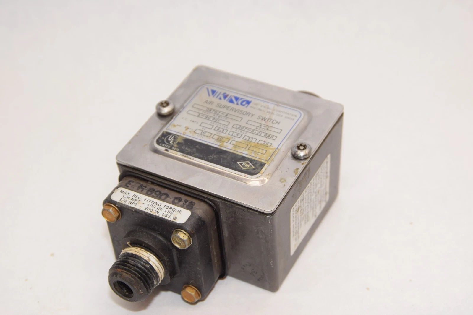 Used VIKING A-1 04702-A 3-90psi .207-6.21Bar Air Supervisory Switch