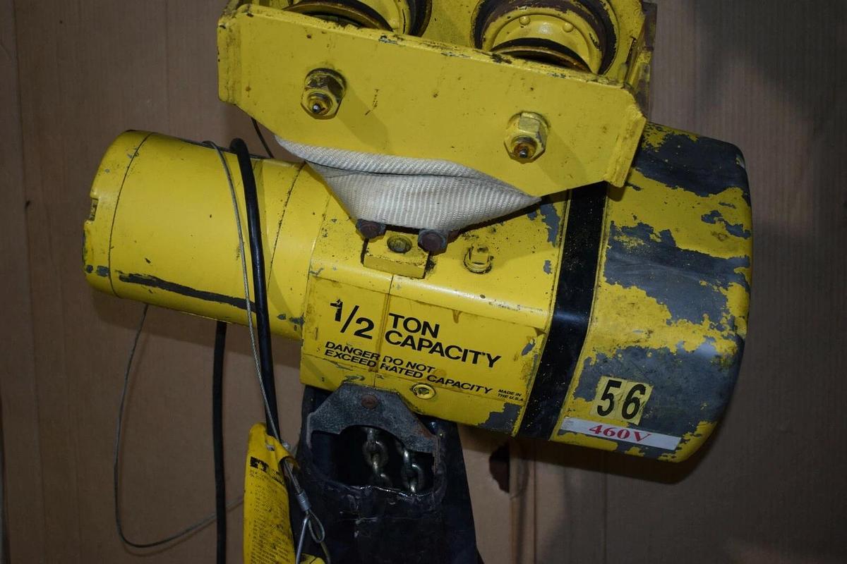 Used YALE 1/2 Ton Electric Chain Hoist KEL1/2-17LG15S1 1000lb 230/460v 3ph Trolley