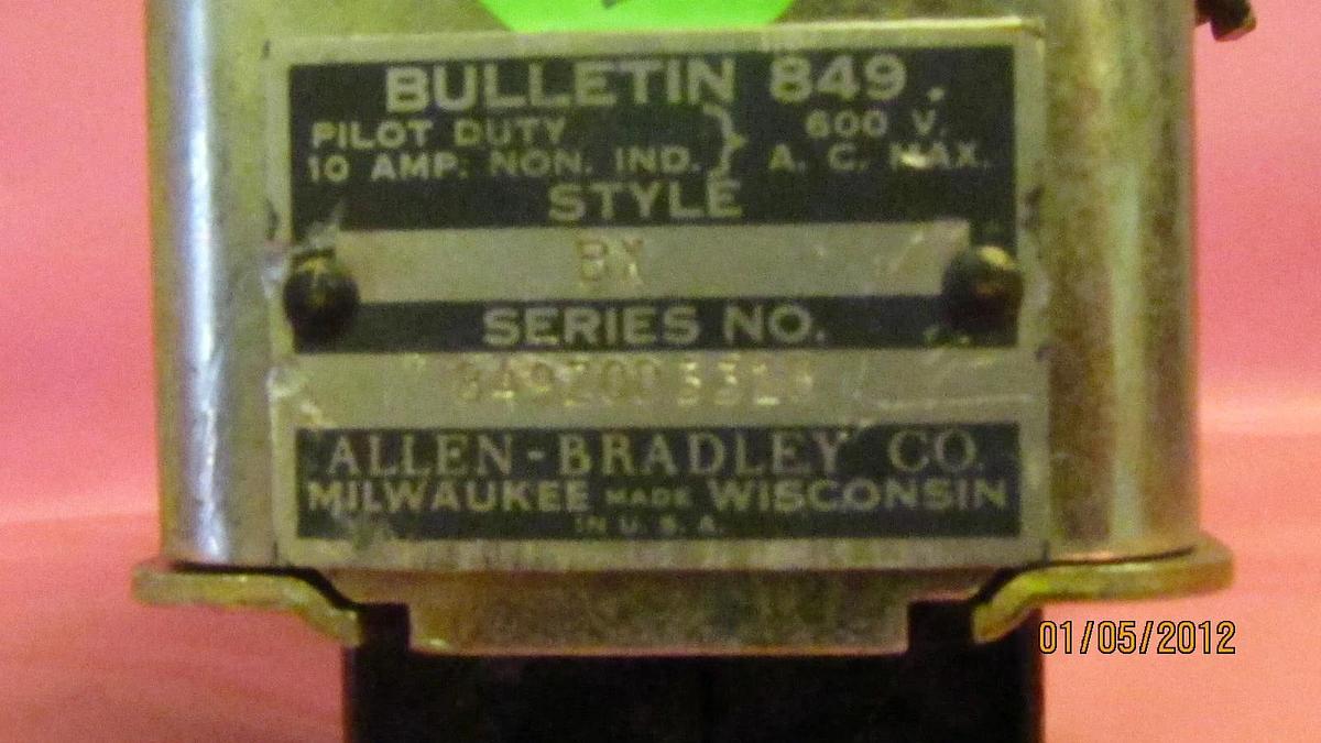 Used ALLEN BRADLEY PNUMATIC TIMER BX 849ZOD331B BX849ZOD331B 110V COIL 10a