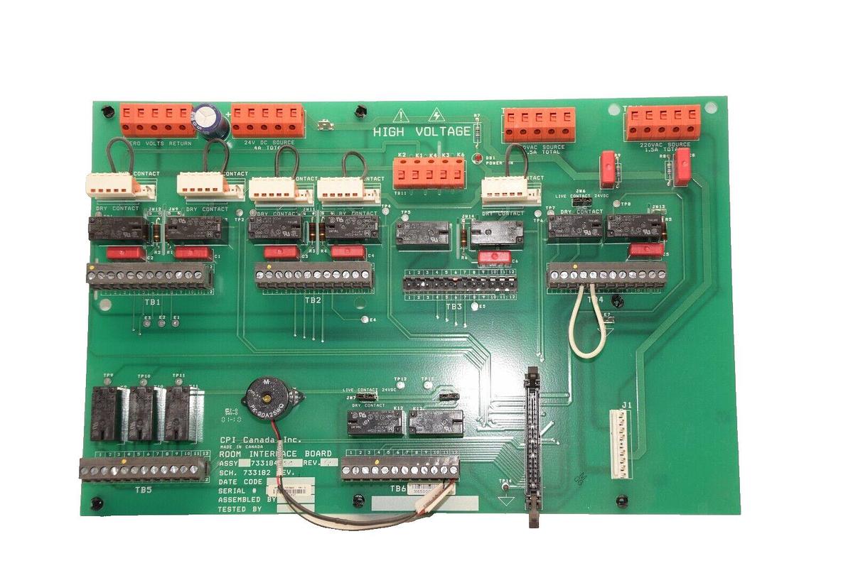 Used CPI CANADA 733184 00 , 733182 Room Interface Board Card