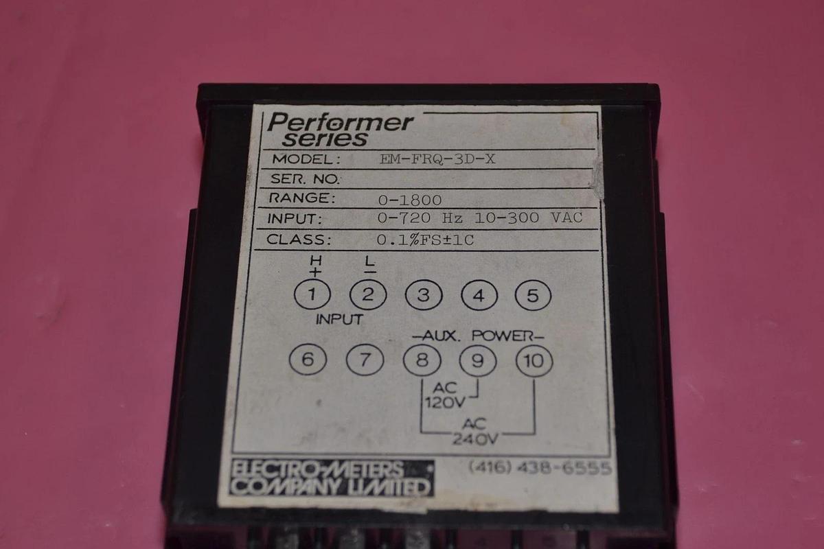 Used ELECTRO-METERS PERFORMER SERIES DISPLAY RPM Meter  EM-FRQ-3D-X EMFRQ3DX