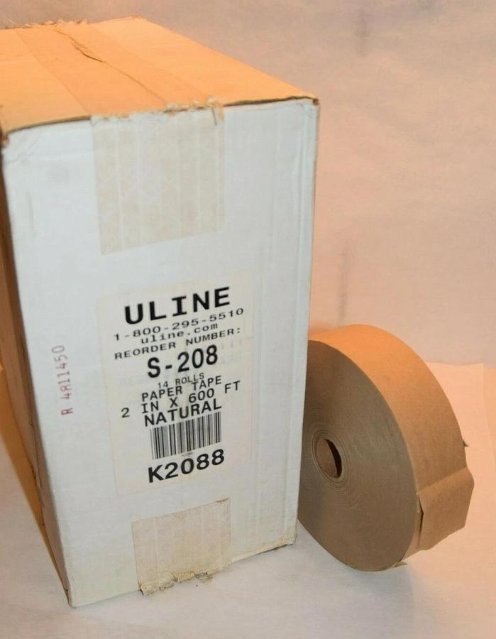 (NEW Box of 14) ULINE S-208 S208 K2088 2" x 600' Natural Paper Tape