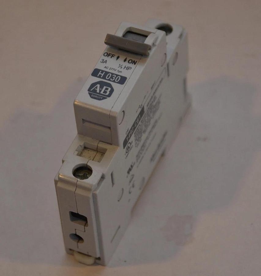 Used Allen Bradley 1492-CB1 H030 H 030 Circuit Breaker 3A 3 A 3 Amp 1/3hp 277vac 1ph