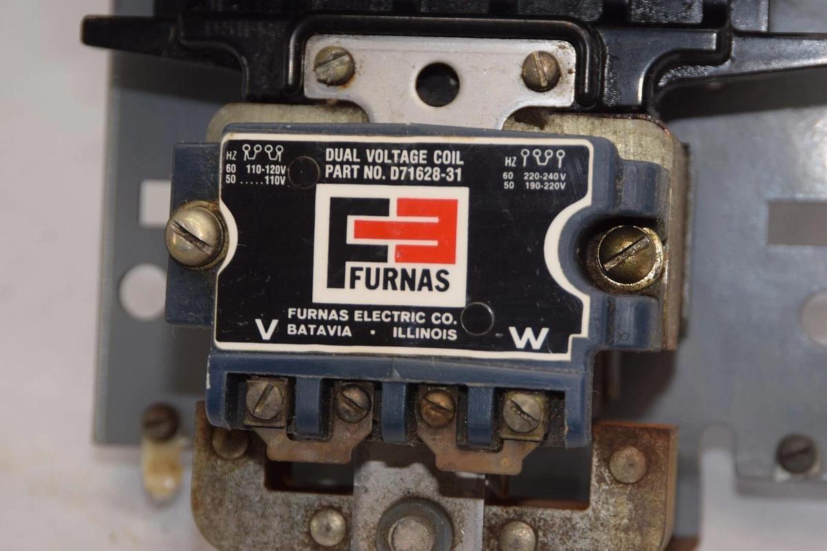 Used FURNAS 42JB32AAD8 Motor Starter 600V Coil With D71628-31 Dual Voltage Coil