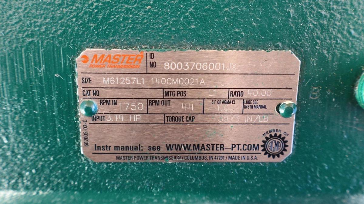Master Power Transmission GearBox Speed Reducer 8003706001JX M61257E1 Rat 40 NEW