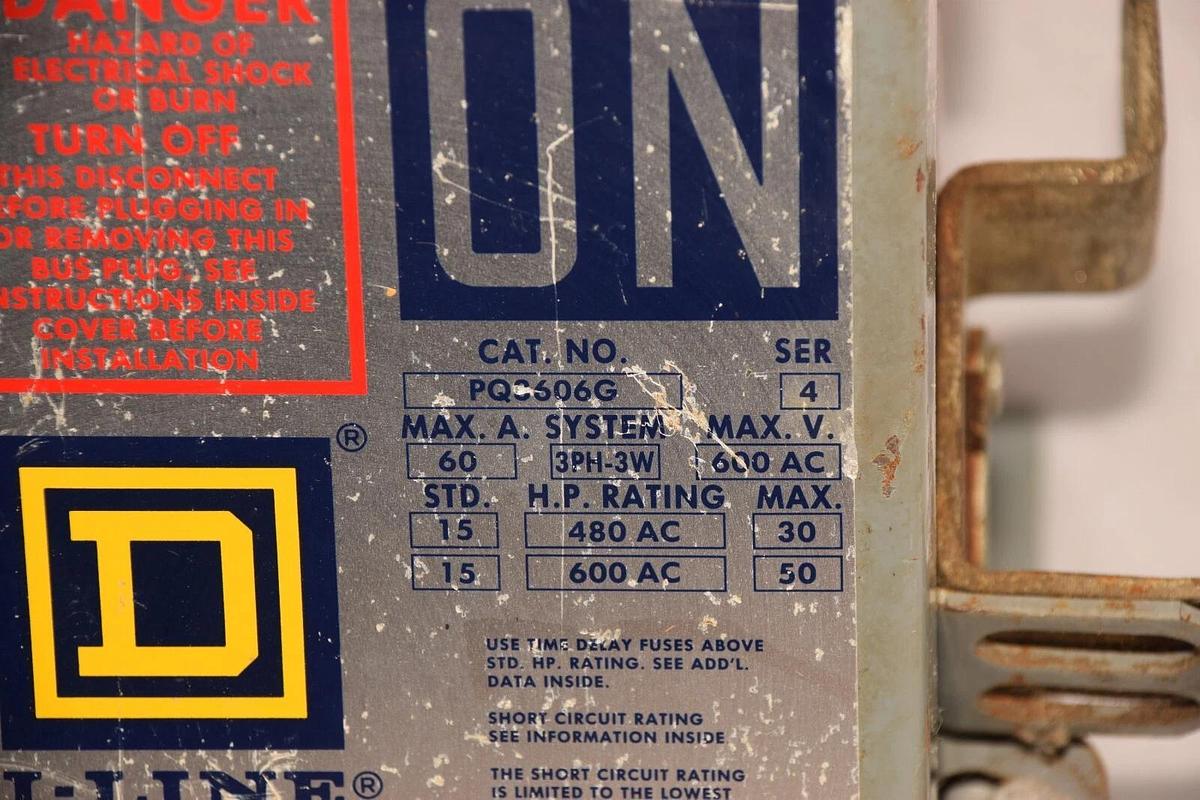 Used SQUARE D PQ3606G PQ-3606 Ser 4 60A 60 Amp 3PH 3W 600V I-Line Busway Unit Switch