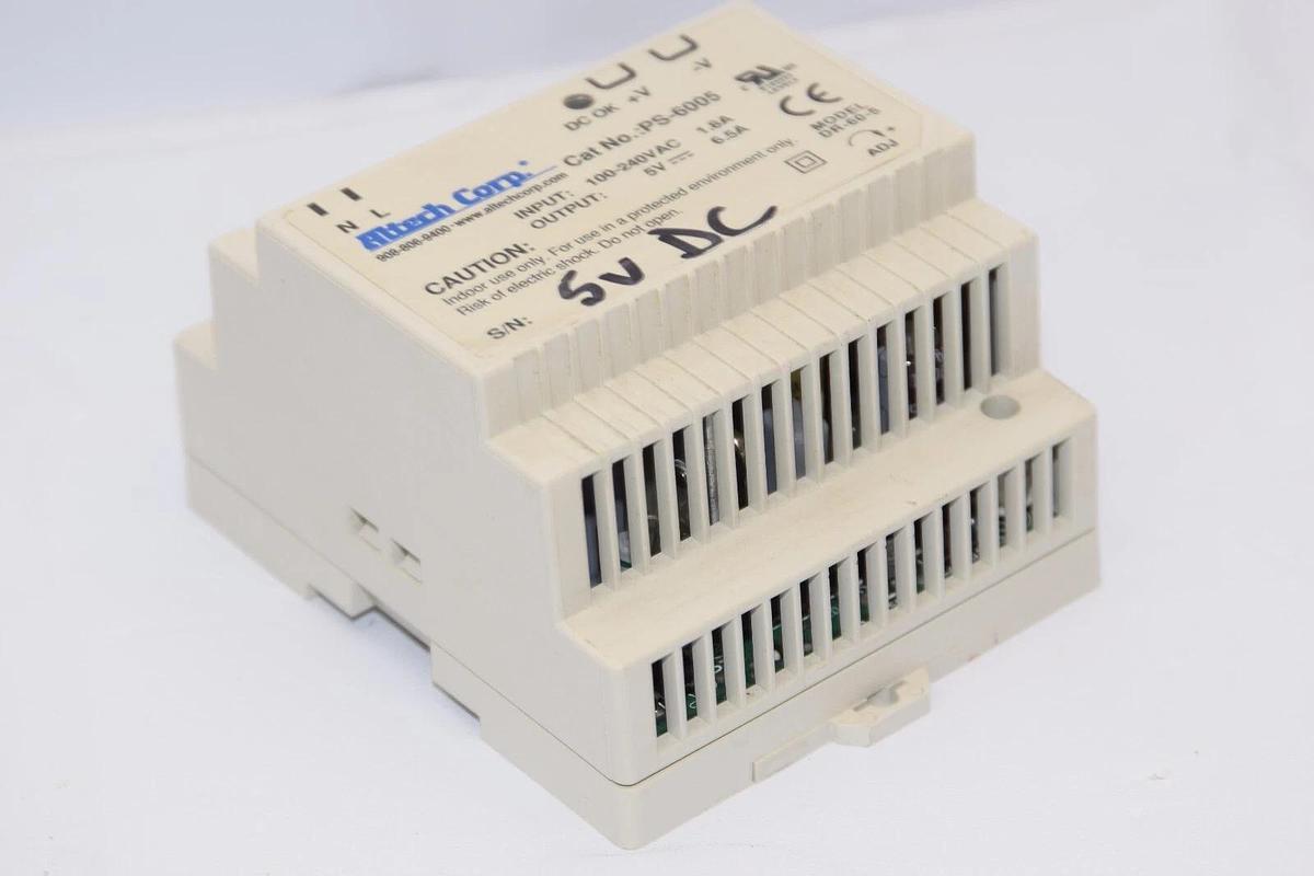 Used ALTECH CORP PS-6005 DR-60-5 Input 100-240Vac /1.8A Output 5V /6.5A Power Supply