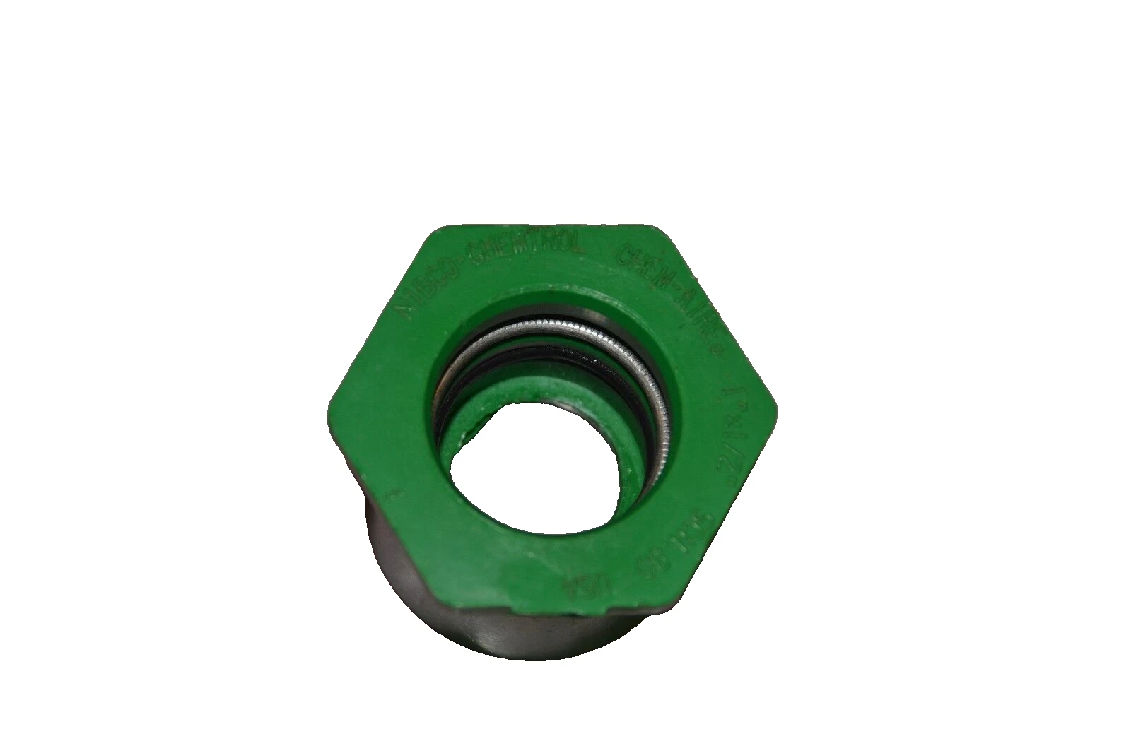Nibco CHEM-AIRE 1" x 1/2" adapter SCH-80 PVC GREEN coupling cupler