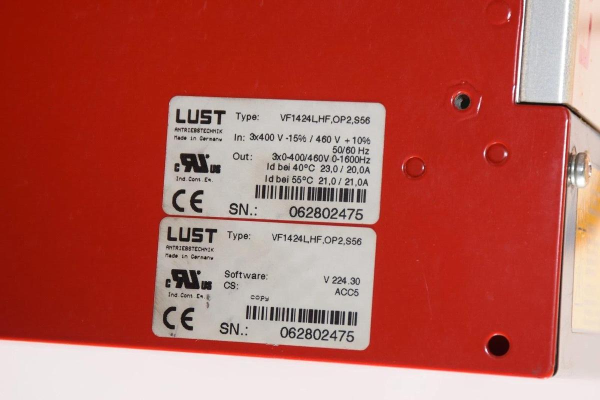 Used LUST Var Frequency Drive VF1424L.HF.OP2.S56 400/460v Filter Comb 3F460-025.233