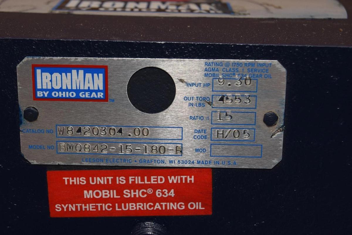 IronMan Ohio Gearbox Worm Speed Reducer W8420304.00 BMQ842-15-180-R 15:1 NOS