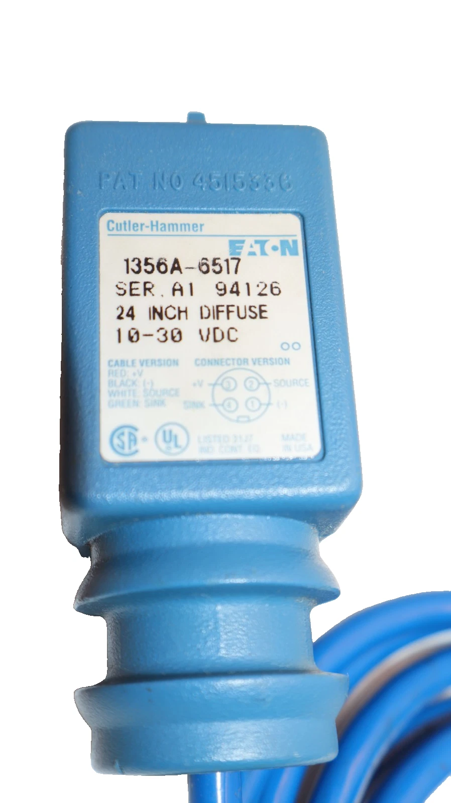 Cutler Hammer Diffuse Reflective Photoelectric Sensor 1356A-6517 12" Diffuse New