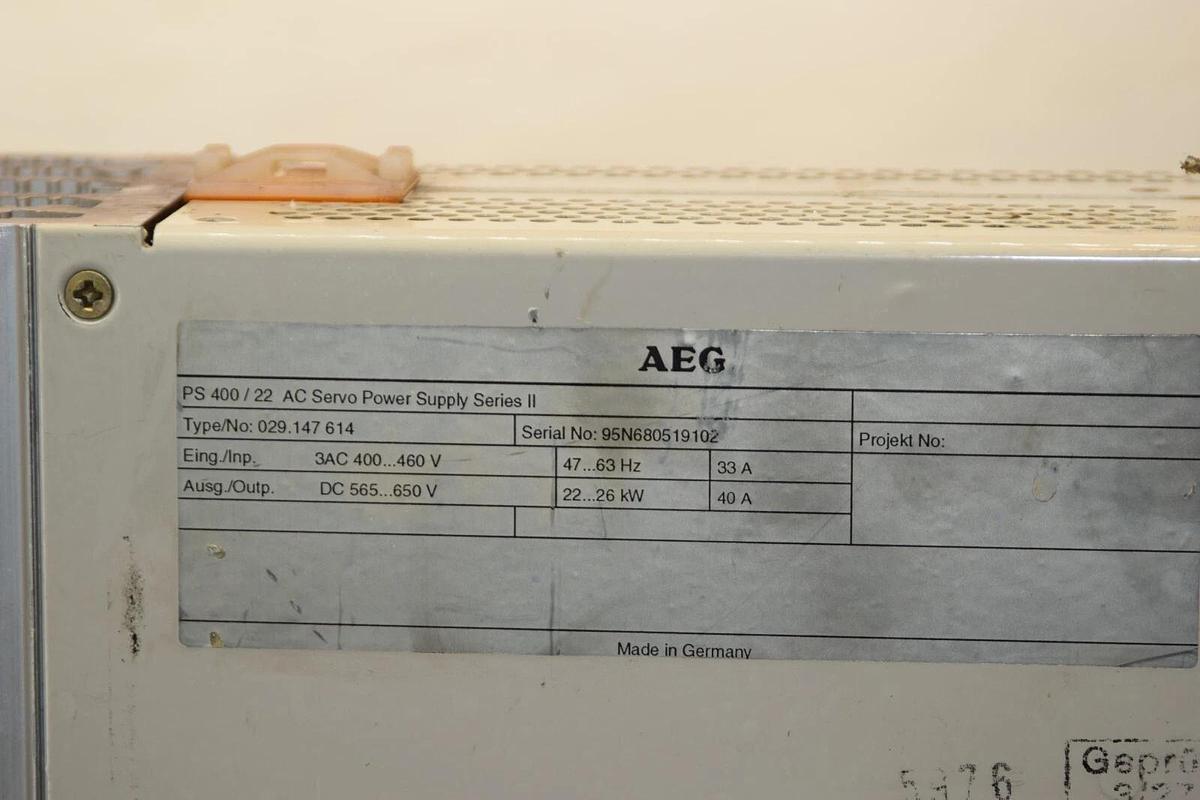 Used AEG PS400/22/029.147 614 Servo Power Supply  PS 400/22 029.147 614