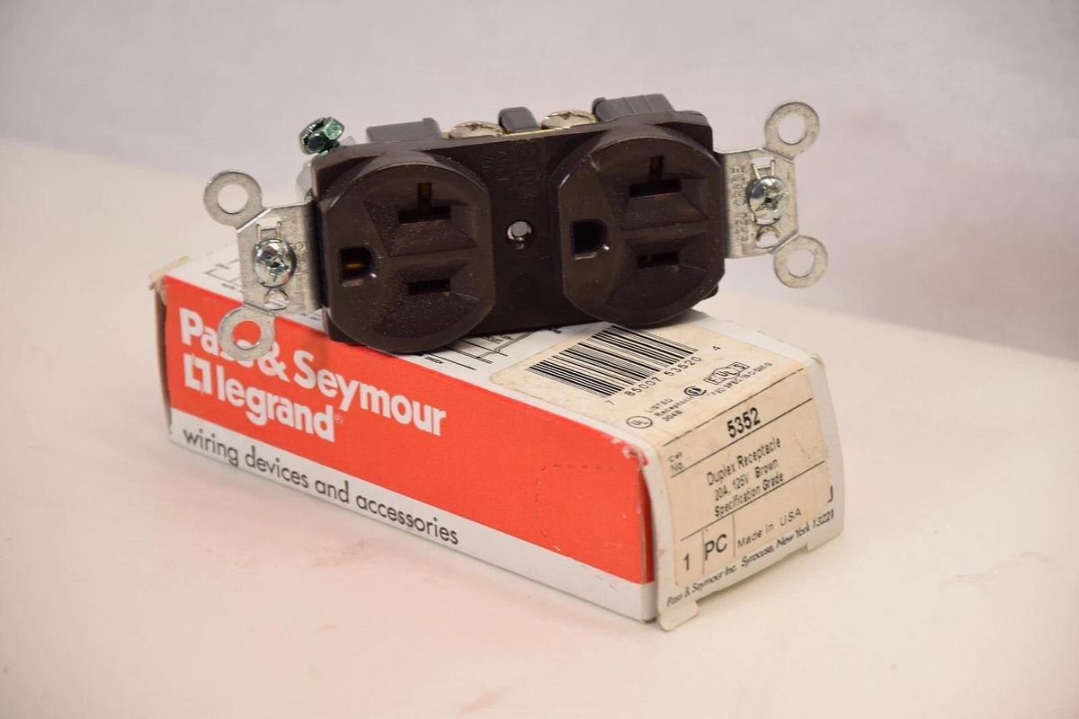 (Lot of 3) Pass & Seymour Legrand  5352 Duplex Receptacle 20A 125v BROWN (NEW)
