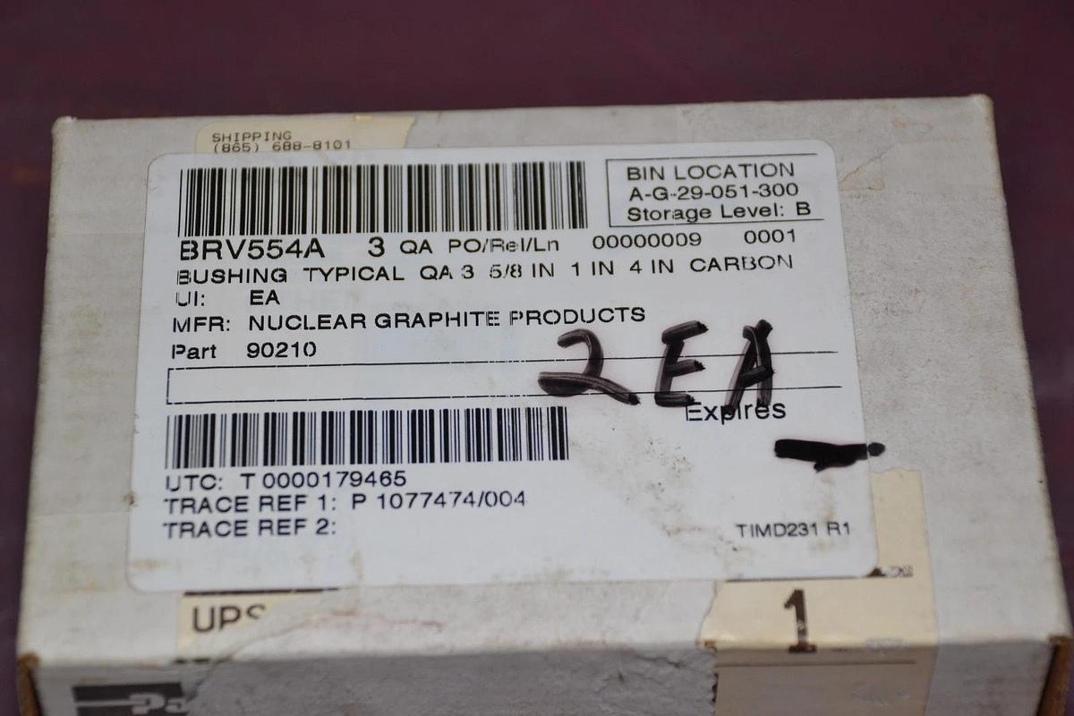Box of 2 Parker Nuclear Graphite Products 90210 BRV554A Carbon Bushing Valve NEW