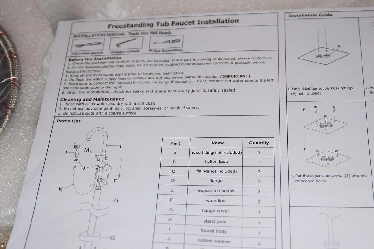 (NEW) LOVEDIMA X002IX1JC1 Antique Brass Freestanding Tub Faucet With Hand Shower