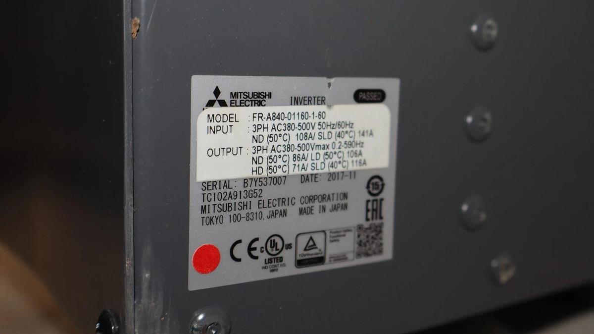 Mitsubishi Inverter Drive FR-A840-01160-1-60 FRA84001160160 3ph 380-500 60hp NOS