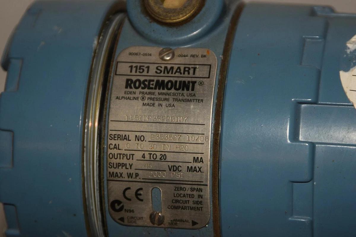 Used ROSEMOUNT 1151 1151DP3S22B1M7 0-30 IN H20 40-20MA 2000psi Pressure Transmitter