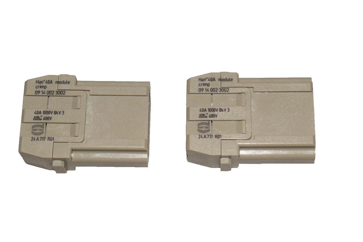 Harting Han 2 MOD-M-C 40A Module Crimp Male Connector 09140023002 *Pack of 2 NEW