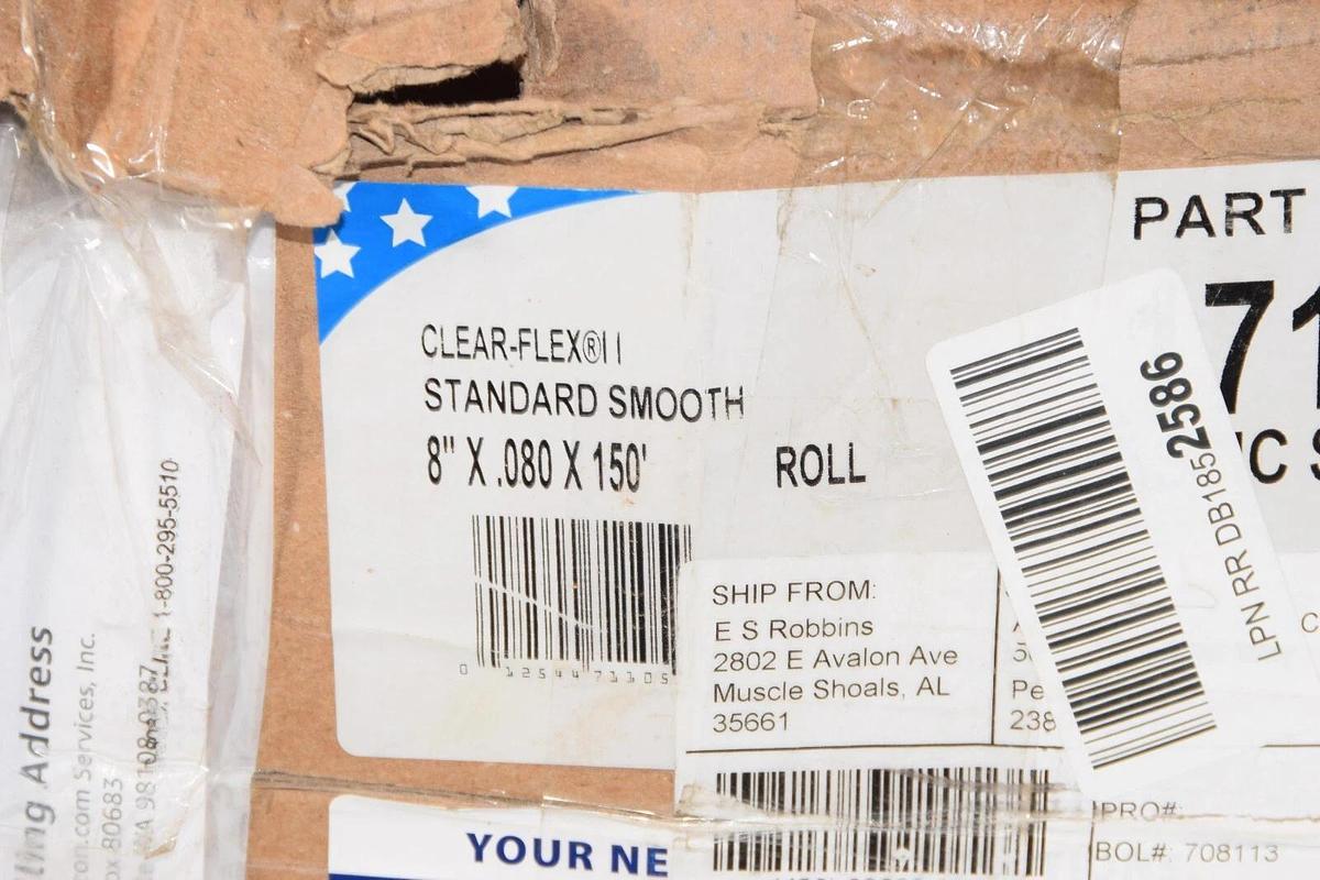 (NEW) ALECO 171105 Clear-Flex II PVC 150' Length x 8"W x 0.08" Thick Bulk Roll