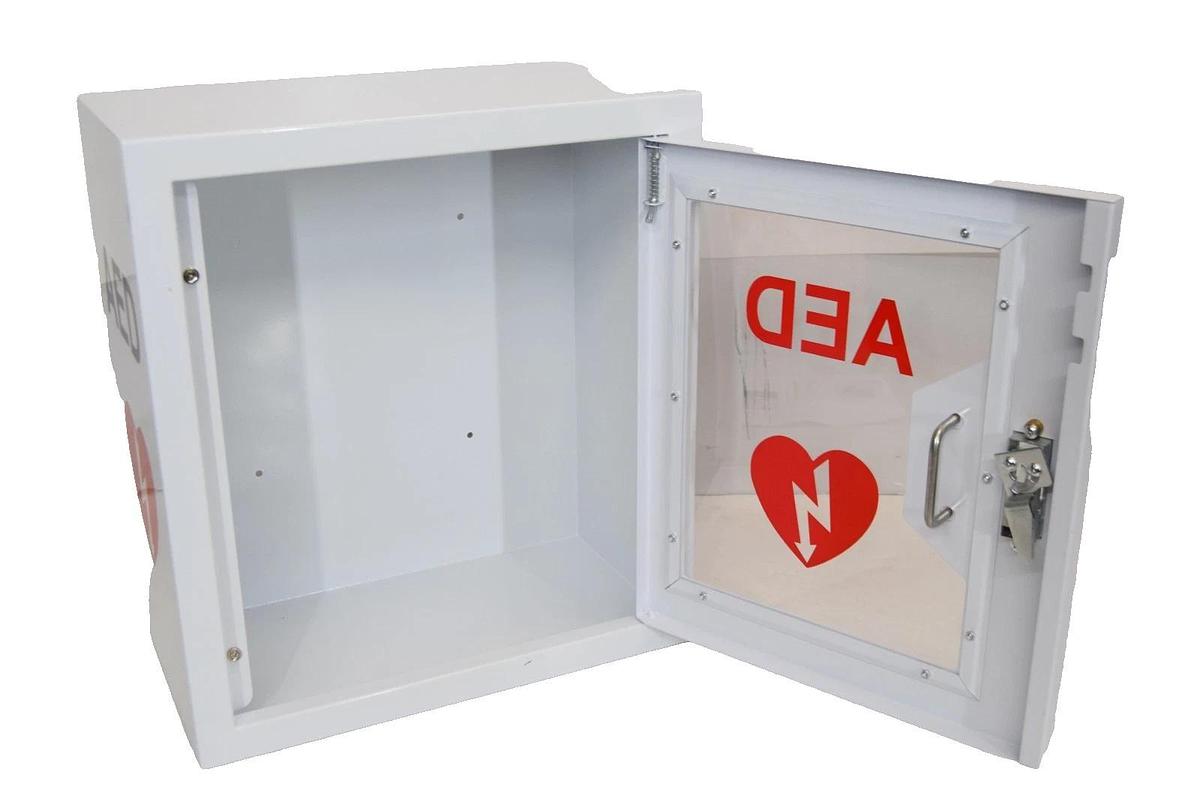 NLShan Wall-Mounted AED Steel Defibrillator Storage Case 14.2"x7.8"x15.7"