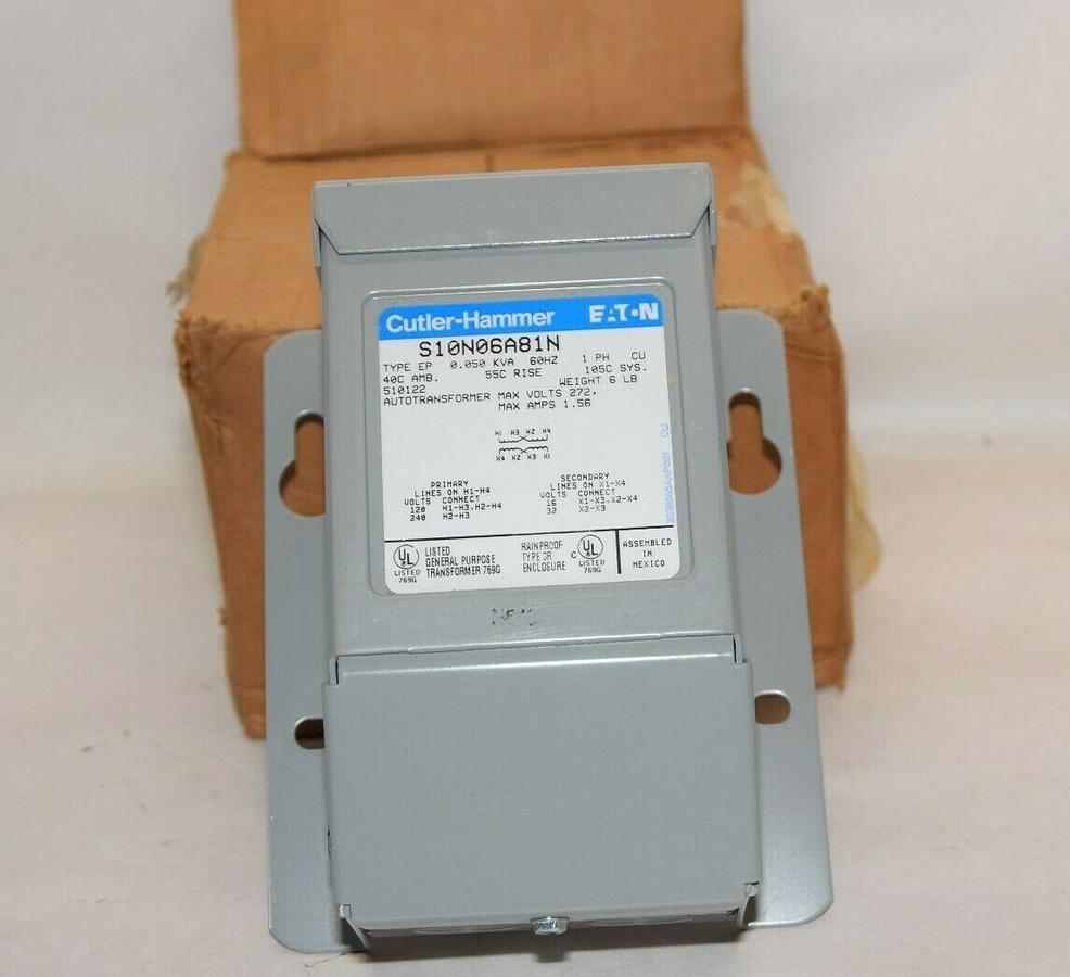 (NEW) CUTLER HAMMER EATON EP Auto Transformer S10N06A81N .050kva .050 kva 1Ph