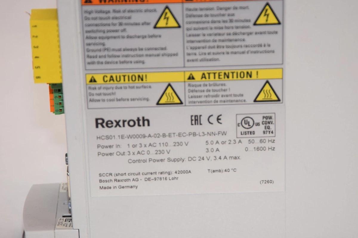 Used REXROTH HCS01.1E-W0009-A-02-B-ET-EC-PB-L3-NN-FW Servo Drive Module