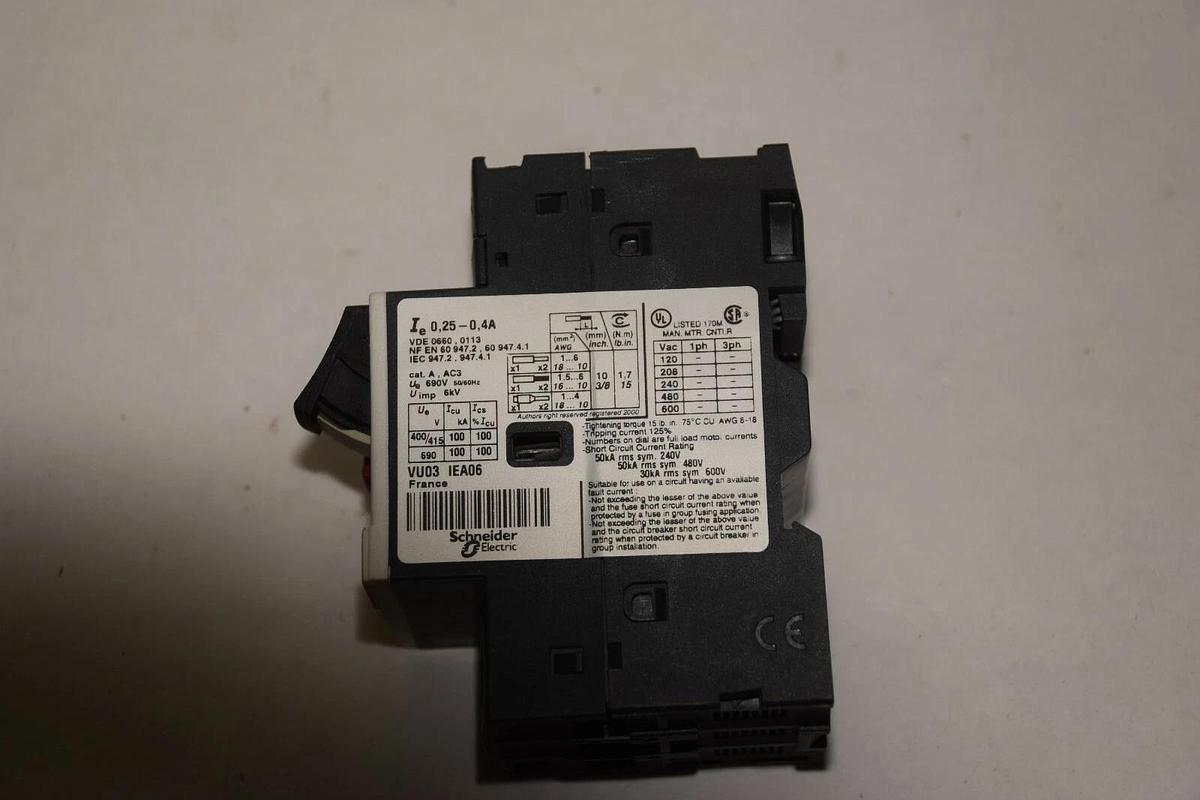 Used TELEMECANIQUE / SQUARE D / SCHNEIDER GV2ME03/0.25-0.4A CIRCUIT BREAKER