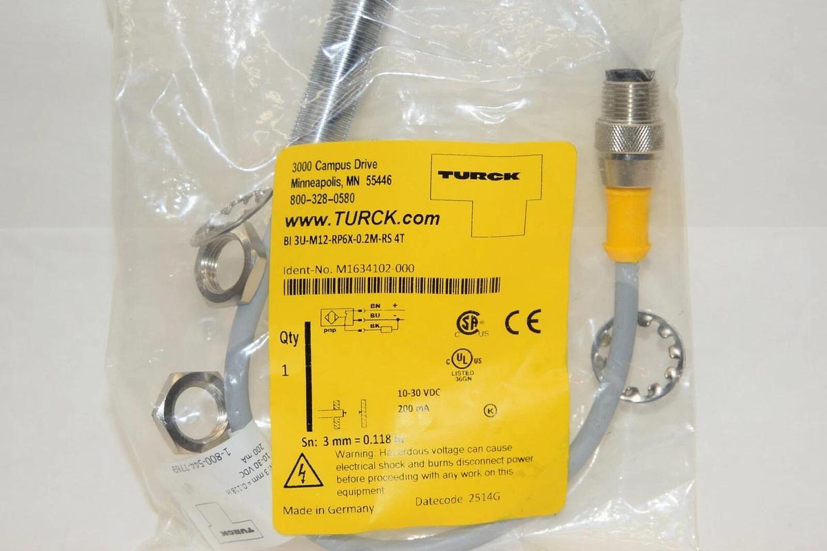 (NEW) TURCK BI3U-M12-RP6X-0.2M-RS 4T M1634102-000 200mA Proximity Sensor