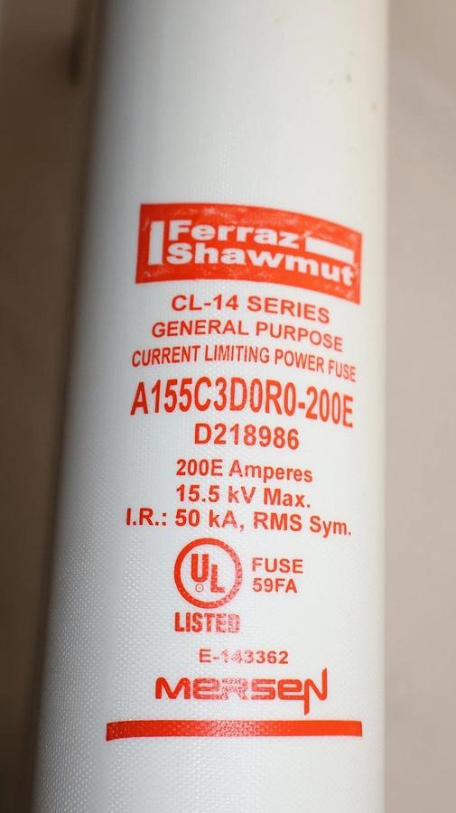 Mersen Ferraz Shawmut Amp-Trap Fuse CL-14 Series A155C3D0R0-200E 200E 15.5kV NEW