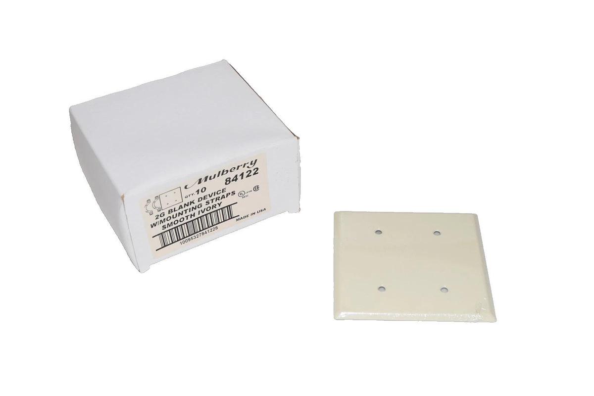 Mulberry 2 Gang Blank Cover w/ Mounting Straps 84122 Smooth Ivory *Lot of 10 NEW