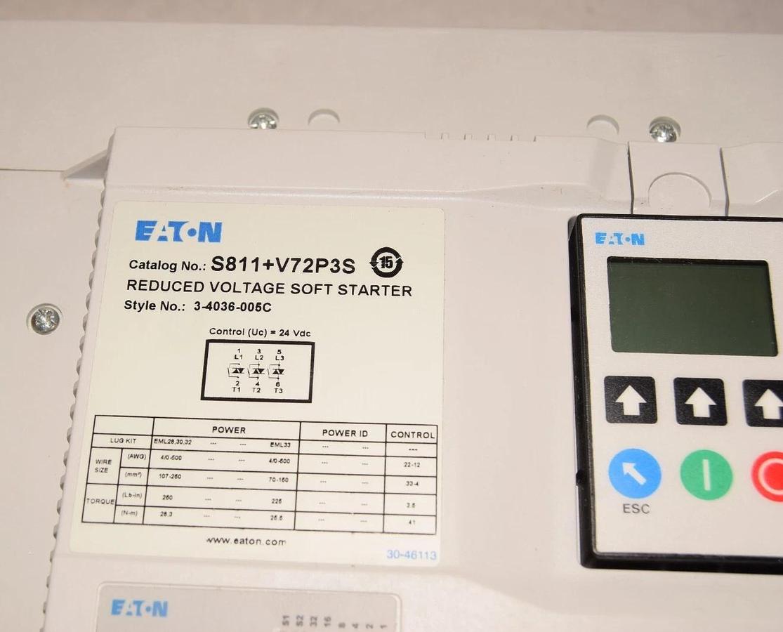 EATON Reduced Voltage Soft Starter Pump Control S811+V72P3S 700hp 600v 3ph NEW