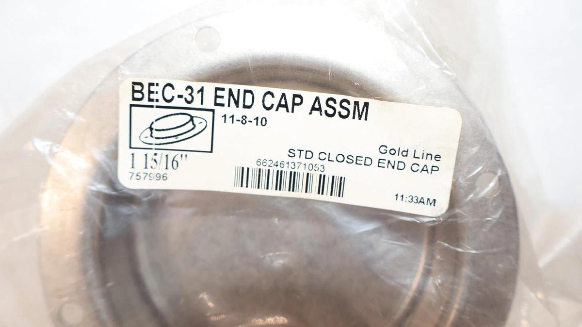 NEW GOLD LINE / SEALMASTER BEC-31 , BEC31 1-15/16" STD Closed End Cap, Stainless