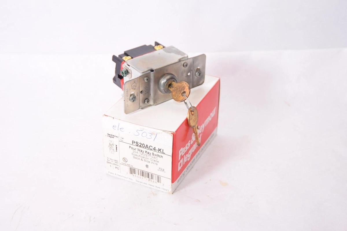 PASS & SEYMOUR PS20AC4-KL 20A 120/277Vac Four Way Key Switch (NEW)