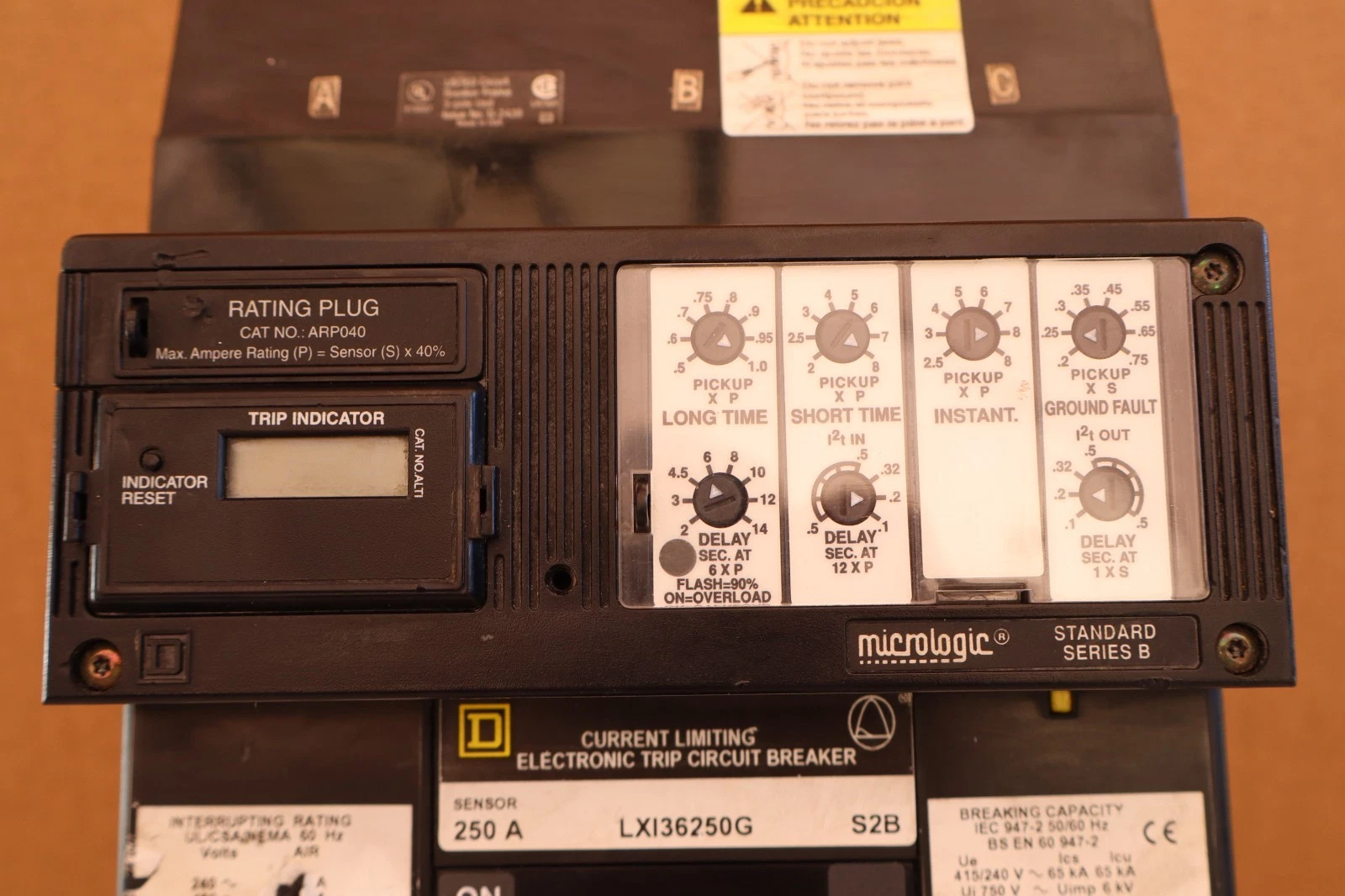 Used Square D Breaker 250A 250 Amp LXI36250G ARP040 Micrologic SerB Ground Fault