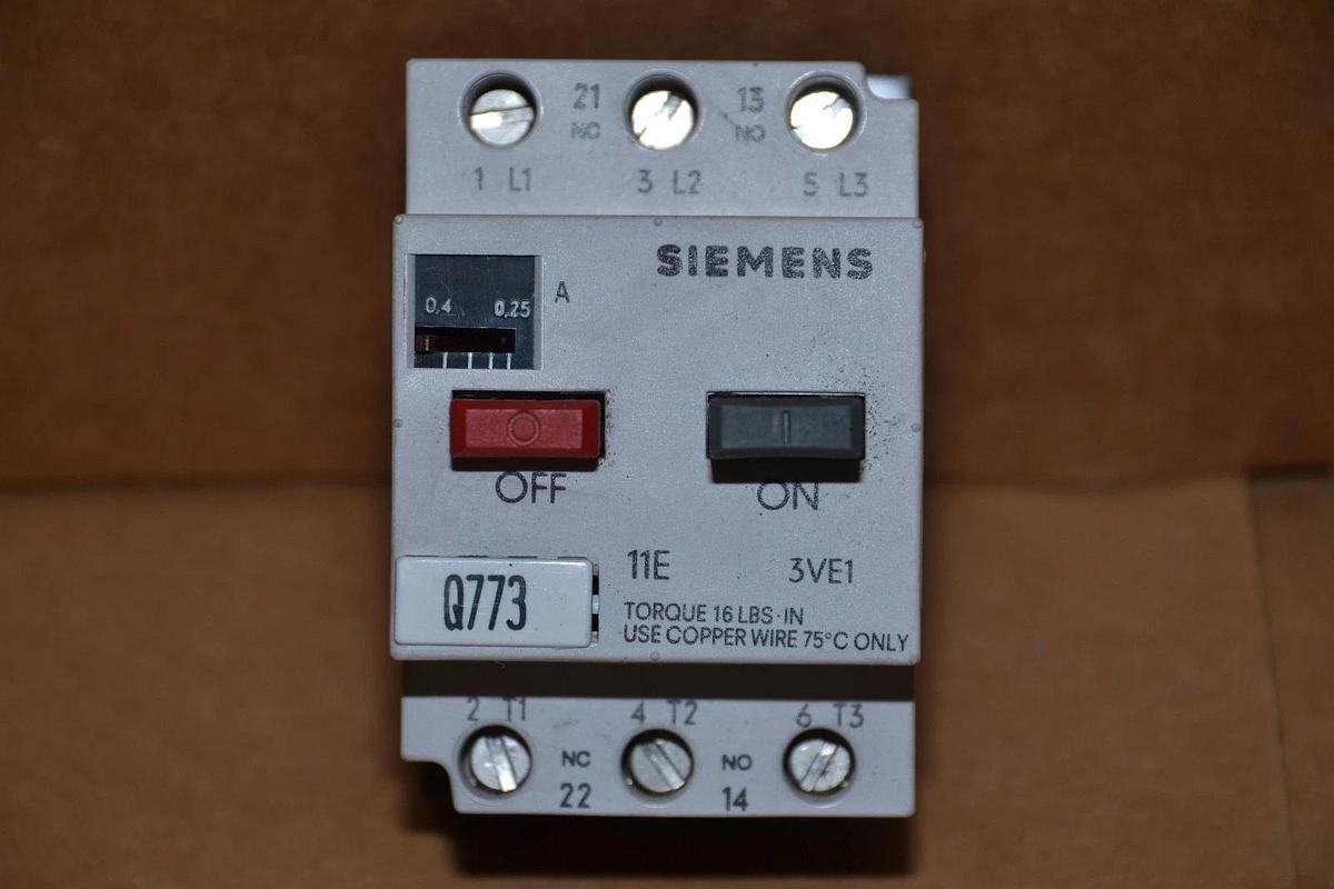 Used SIEMENS 3VE1010-2D 0.25-0.4A MANUAL MOTOR STARTER